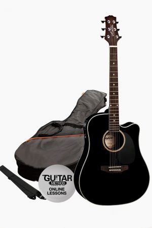 Guitarra acustica amplificada cutaway con funda