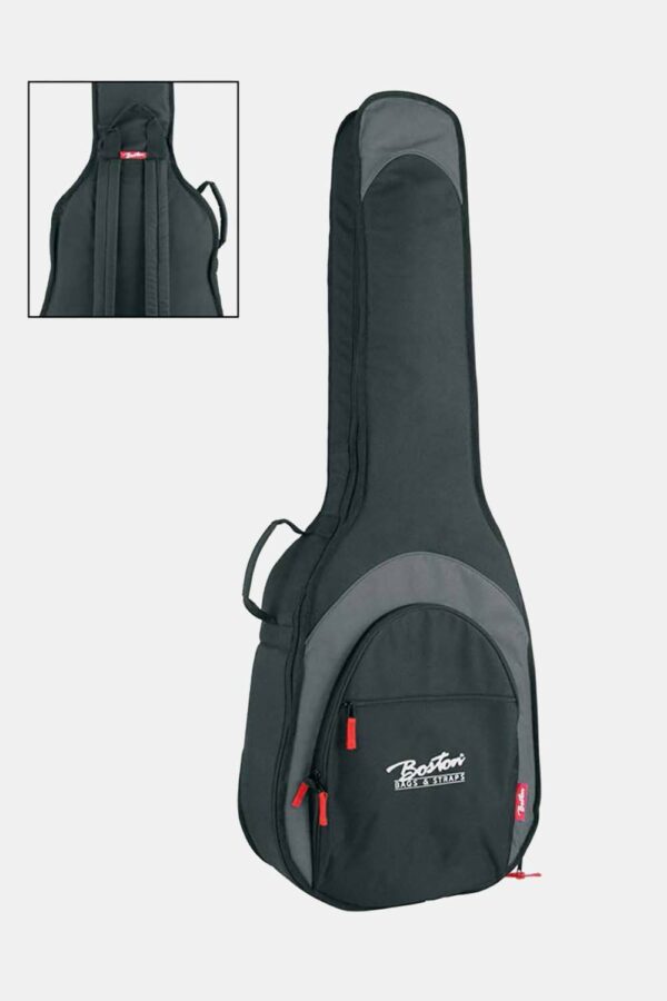 FUNDA BOSTON PARA BAJO ACÚSTICO NEGRA Y GRIS