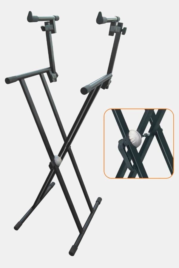SOPORTE CON PERFIL DOBLE DE DOS ALTURAS PARA DOS TECLADOS CON SISTEMA DE  SEGURIDAD