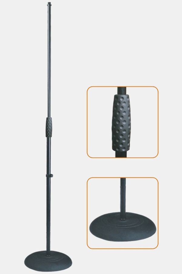 SOPORTE MICRÓFONO RECTO CON BASE REDONDA DE HIERRO FUNDIDO