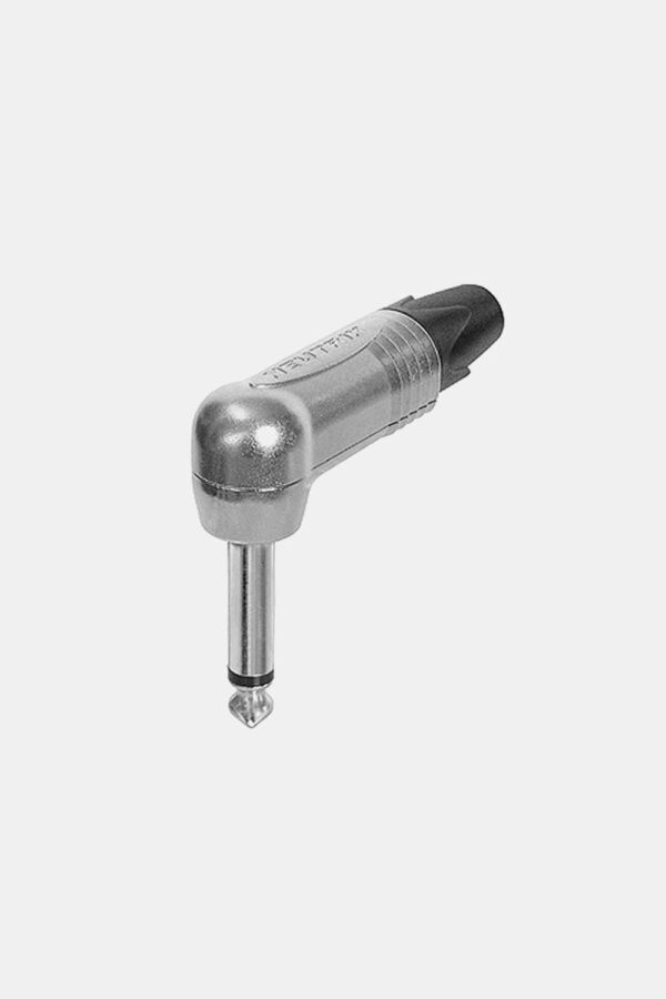 Conector jack de 6,3 mm, 2 polos, contactos de níquel, ángulo