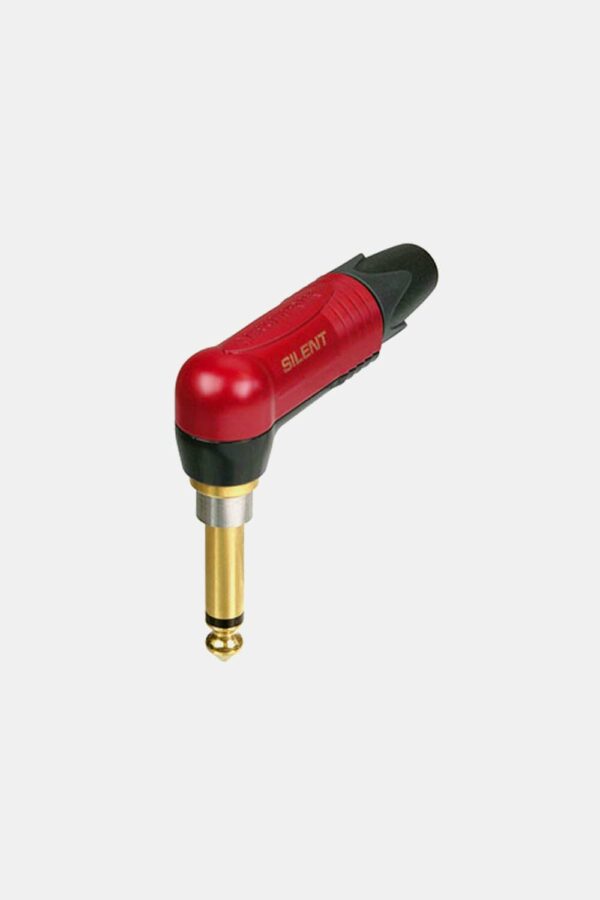 Conector jack de 6,3 mm, 2 polos, contactos dorados, conector en ángulo