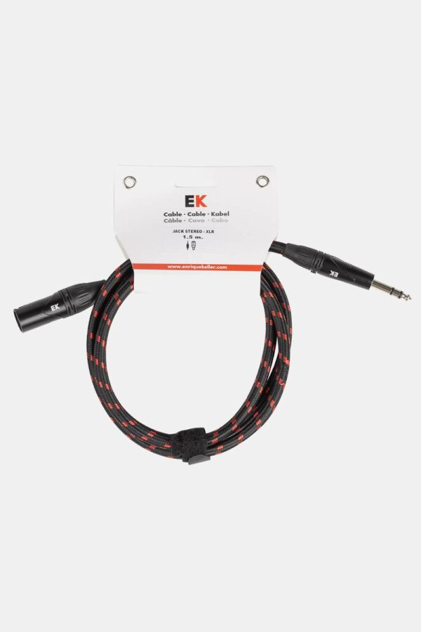 CABLE EK AUDIO JACK ESTÉREO - XLR MACHO DE TELA TRENZADA 1,5m