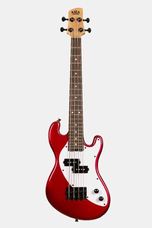 UKELELE KALA U-BASS DE CUERPO MACIZO ROJO DE 4 CUERDAS