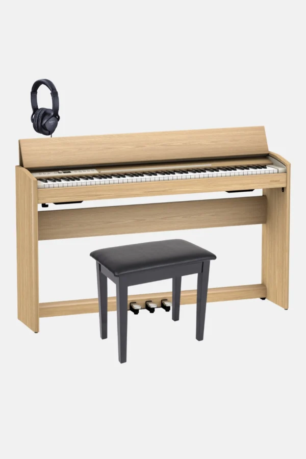 Pack Piano Digital Vertical Roland F701 Light Oak + Banqueta + Auriculares