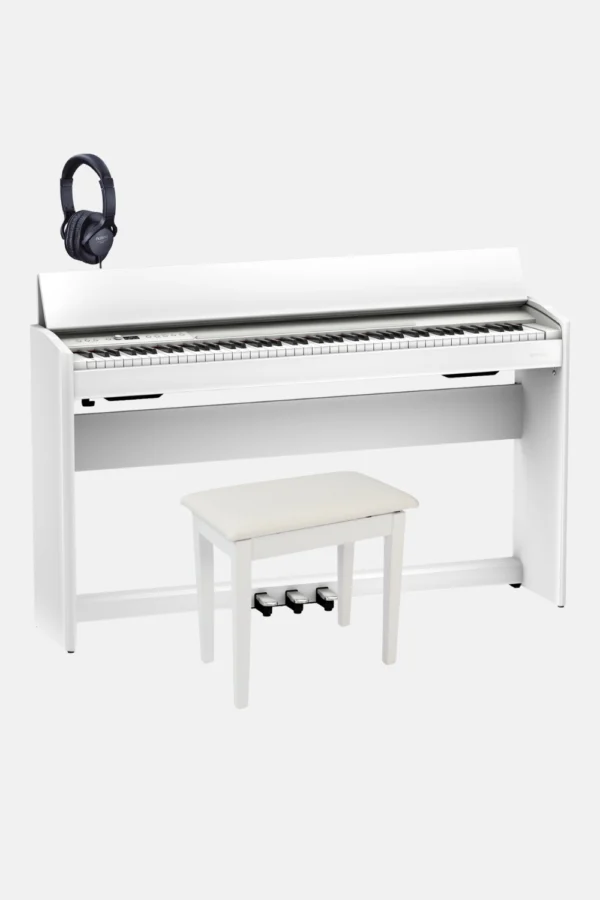 Pack Piano Digital Vertical Roland F701 Blanco + Banqueta + Auriculares